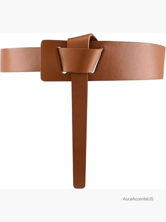 Cowhide PU Leather Tie Waist Belt No Buckle Cinch Belt main image 7